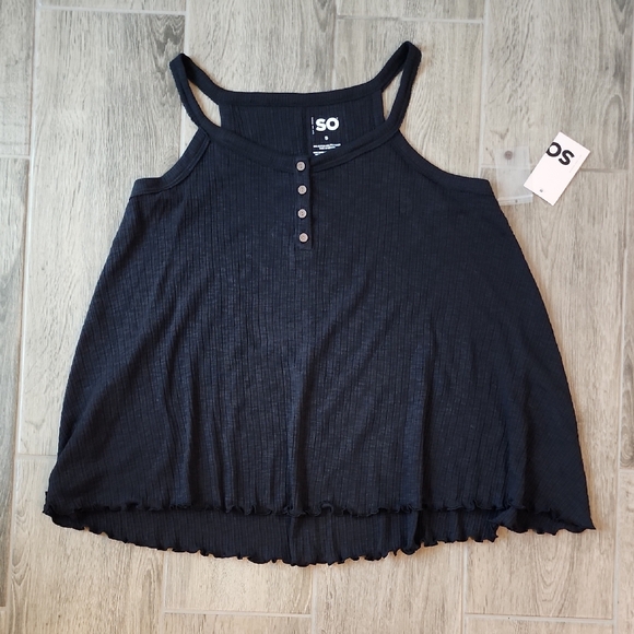 SO Black Sleeveless Relaxed Tank Top - Picture 1 of 4